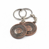 globe earth brass keyring metal coin holder keychain