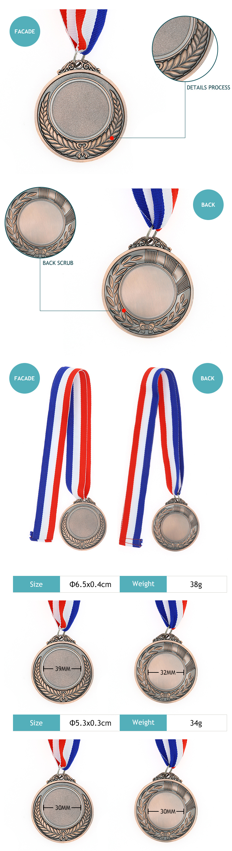 Custom Bronze Metal Casting Blank Medal in Metal Crafts