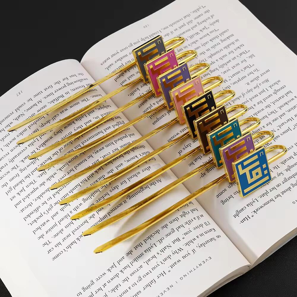 Custom Enamel Gold Metal Reading Sign Modern Quran Gift Sets Bookmark with Gift Box