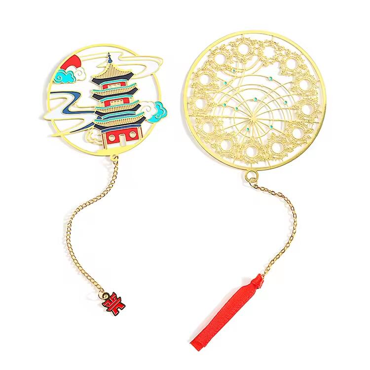 Chinese Tower Soft Enamel Colorful Gold Custom Made Metal Business Gift Bookmark