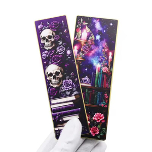 Custom Metal Color Printing Fancy Book Purple Flower Design Bookmark