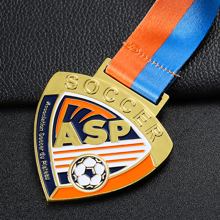Custom Wholesale Gold Metal Football Soccer 3d Medal With Ribbon