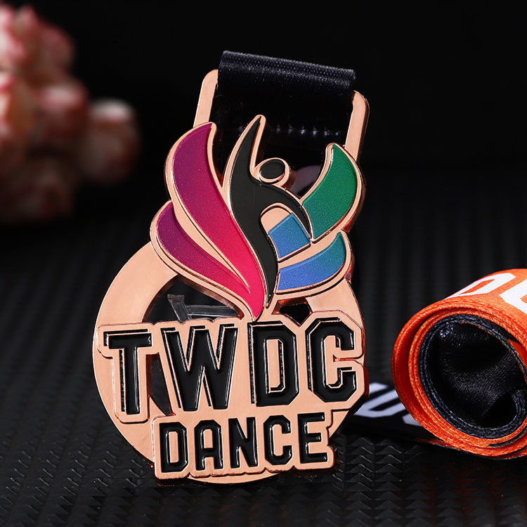 Custom Logo Letter Enamel Zinc Alloy Metal Medals Sports Metal Gold Copper 2d 3D Dancing Dance Medal