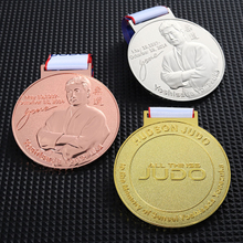 Custom Medal Metal Zinc Alloy 3 Colours Award Medals Embossing 3D Judo Coach Jiu Jitsu Ju Jutsu Judo Medals Supplier