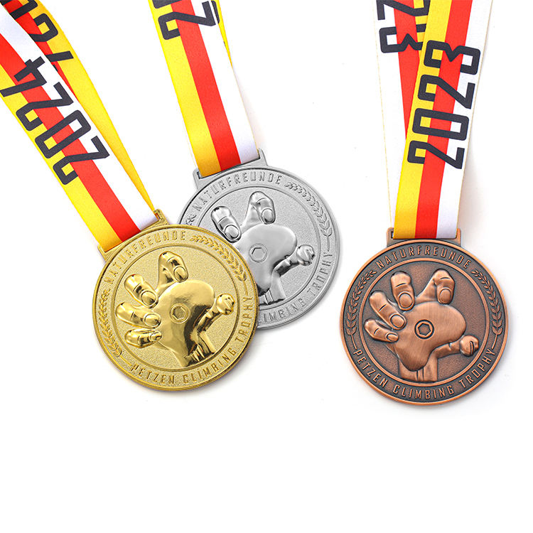 Metal Award Sports Custom 3d Hands Shape Climbing Trophies Medal
