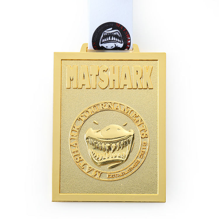 Wholesale 3d Embossed Shark Design Custom Competition Jiu Jitsu Gold Medal