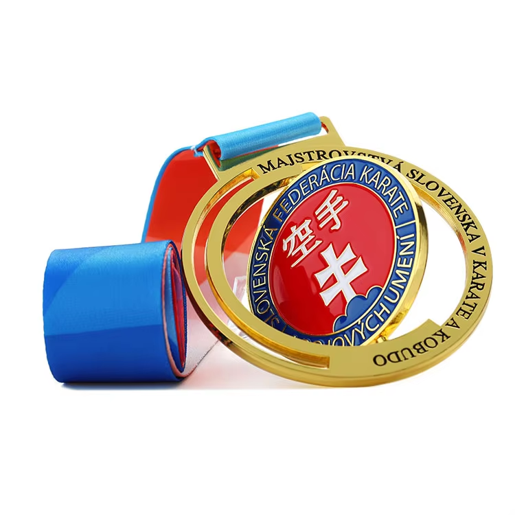 OEM Medal Factory Custom Karate Sports Medals Zinc Alloy Taekwondo Karate Jeet Kune Do 360 Spinning Rotating Cast Medals