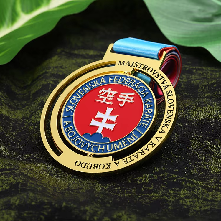 OEM Medal Factory Custom Karate Sports Medals Zinc Alloy Taekwondo Karate Jeet Kune Do 360 Spinning Rotating Cast Medals
