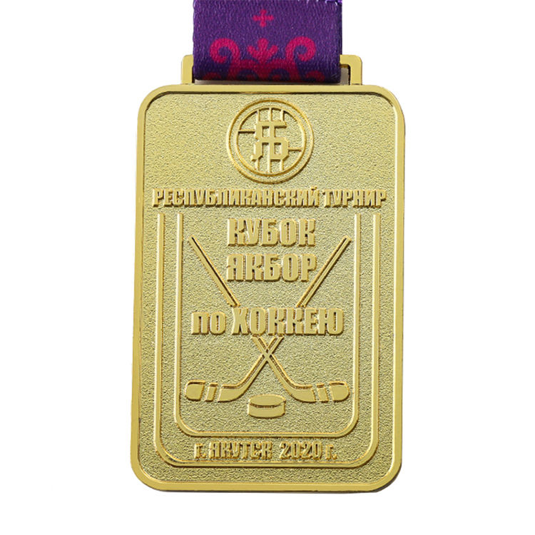 Custom Gold Sports Medal square Hockey Medal