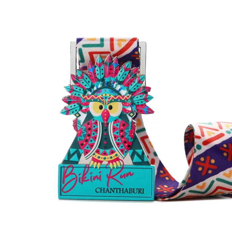 Custom Metal Colorful Bird Bikini Fun Run Medal