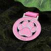 Custom Metal pink Glitter Ribbon cat Paw Race Medal