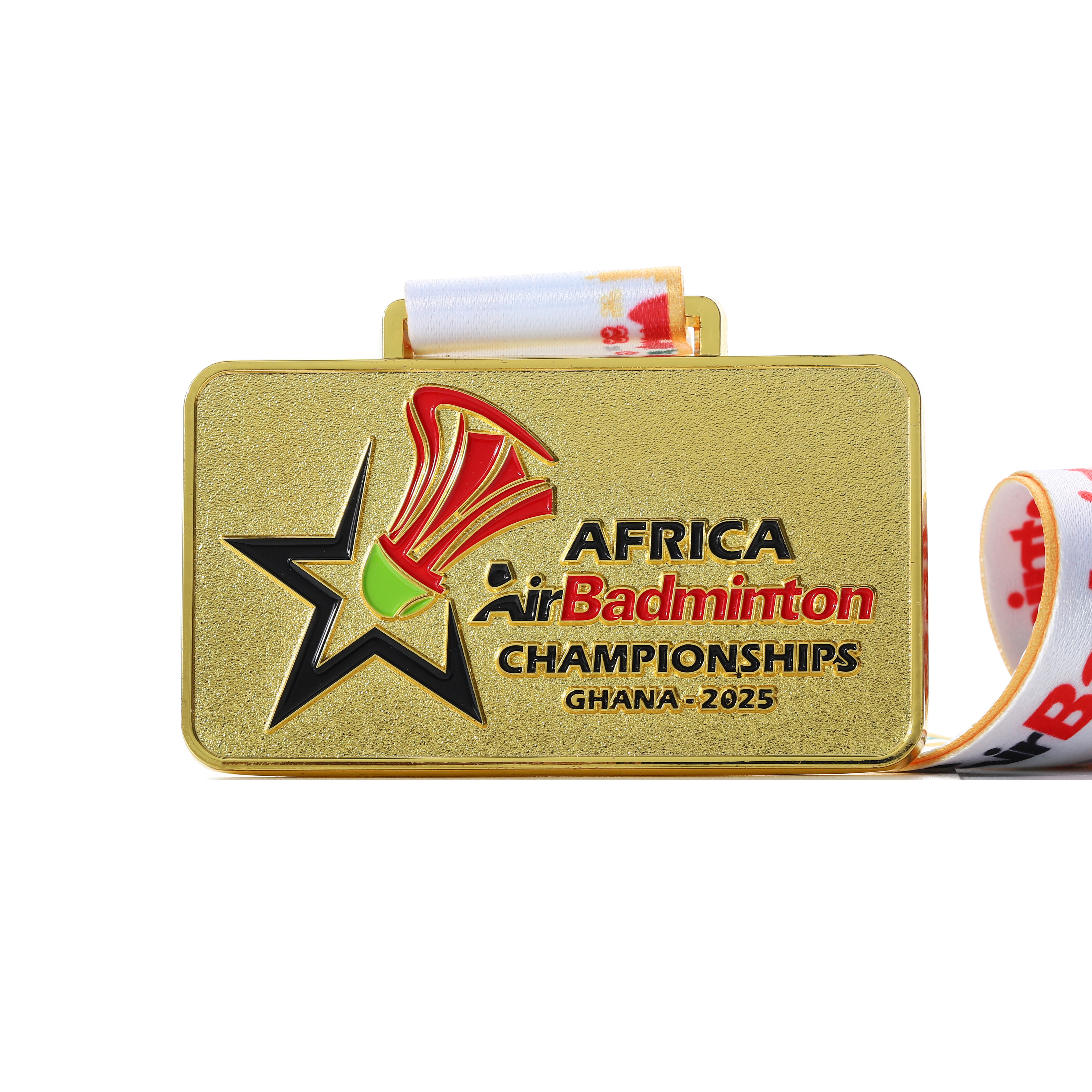 Custom Gold Silver Bronze Metal Badminton Championship Medal with Printed Ribbon