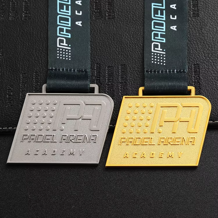 Custom Rectangle Medal Customize School Medal Gold Silver Taekwondo Judo 3D Zinc Alloy Gritty Effect Medals Custom Logo