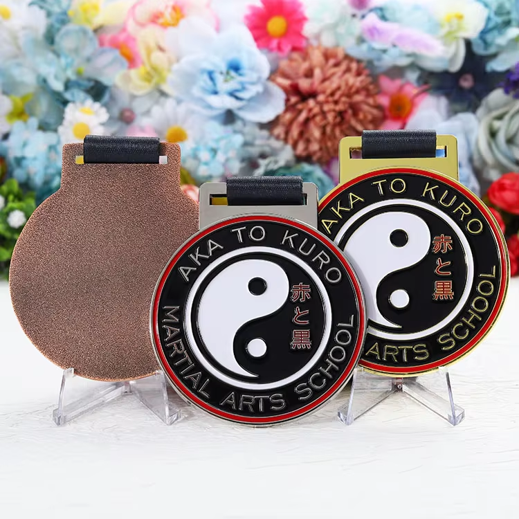 Gold Silver Bronze Award Medals Custom 3D Bagua Design Kids Medals Sports Judo Karate Taekwondo Martial Art Medals for School