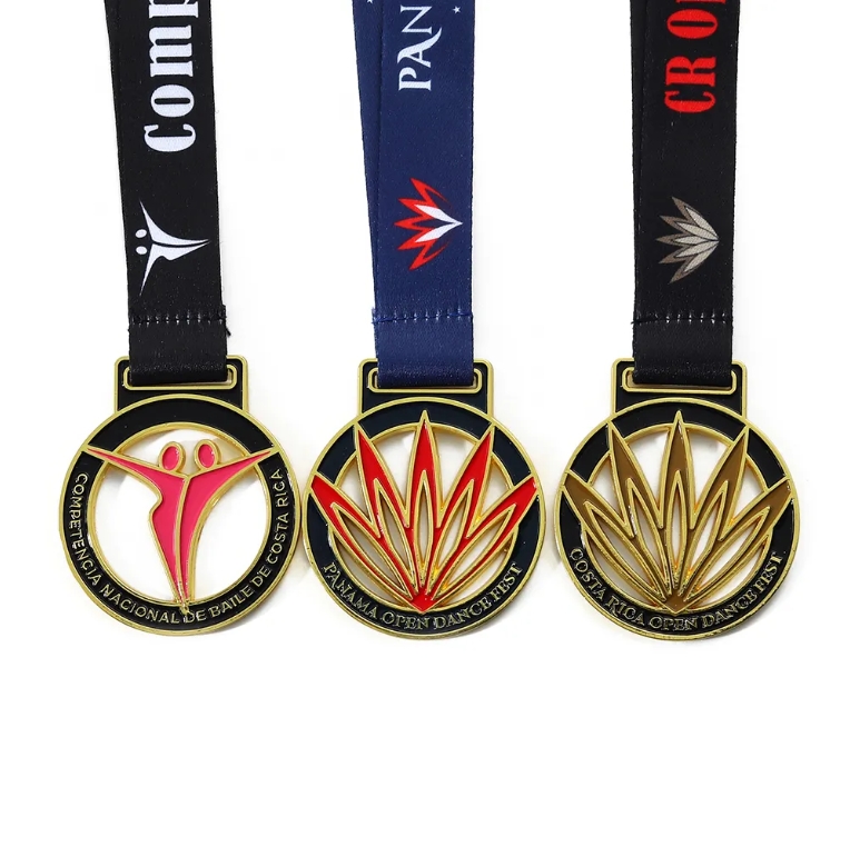 2025 Cut Out Gold Design Full Colour Custom Metal Dance Medals