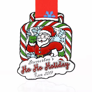 Custom Holiday Christmas Santa Claus Zinc Alloy Medal with Gift Box