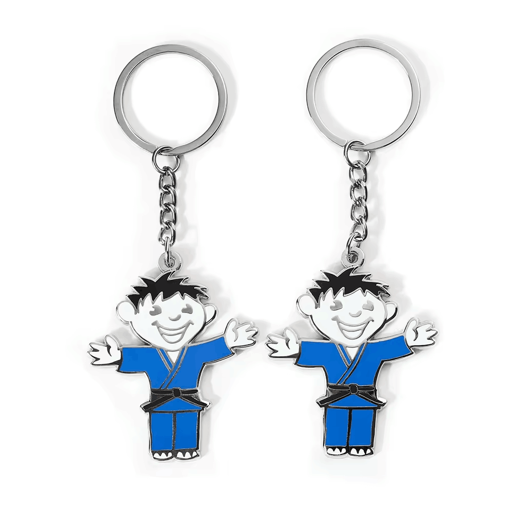 Custom Cartoon Hard Enamel Metal Mini Taekwondo Boy Keychain