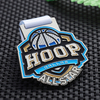 Customizable HOOP Dallas All - Star Colorful Enamel Basketball Medal with White Ribbon