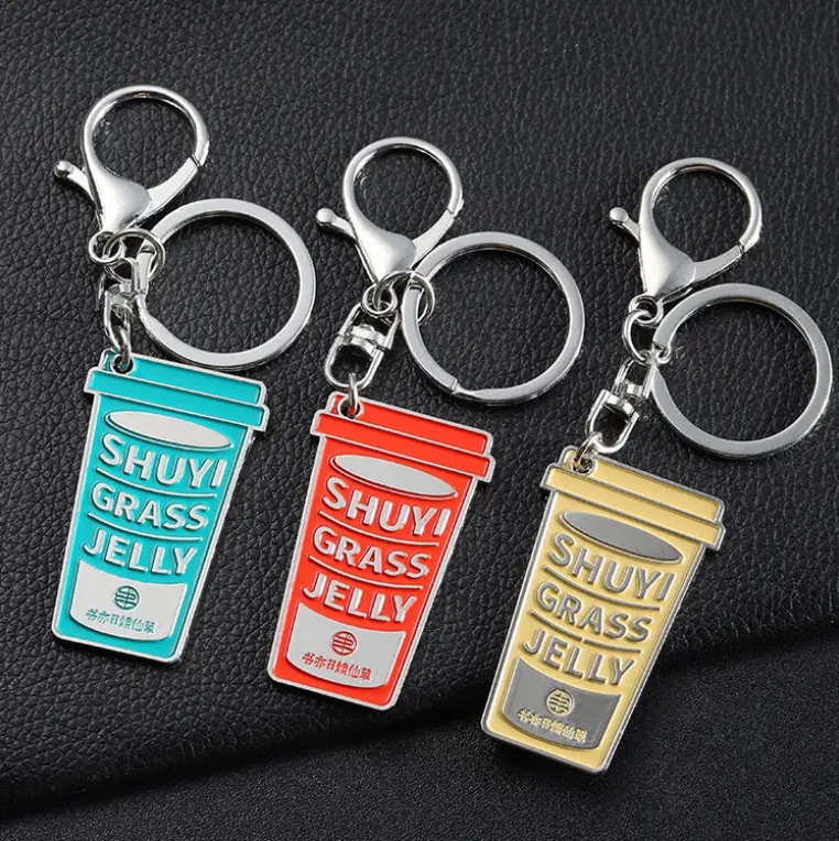 Hard Enamel Custom logo Metal Mini Cute Cartoon Pearl Keyring Boba Milk Tea Cup Keychain/boba Tea Key Chain