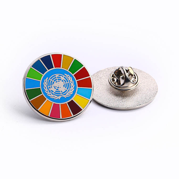 Wholesale Custom Made logo rainbow Lapel Pin Round Shape rainbow Metal Enamel Pin