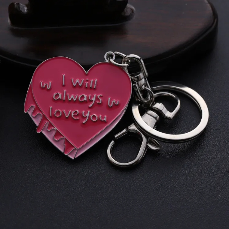 Custom Enamel Heart Shaped Rose Flower Metal Pretty Keychains for Women/keychain Love/flower Key Chain