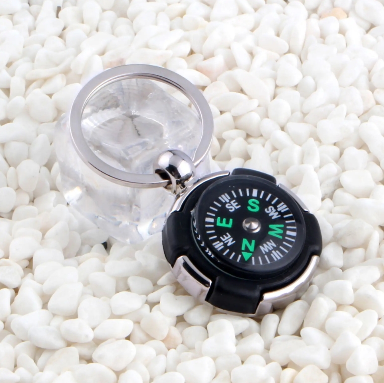 Wholesale Stock Cheap Customlogo Keychain Compass Metal Compass Keychain