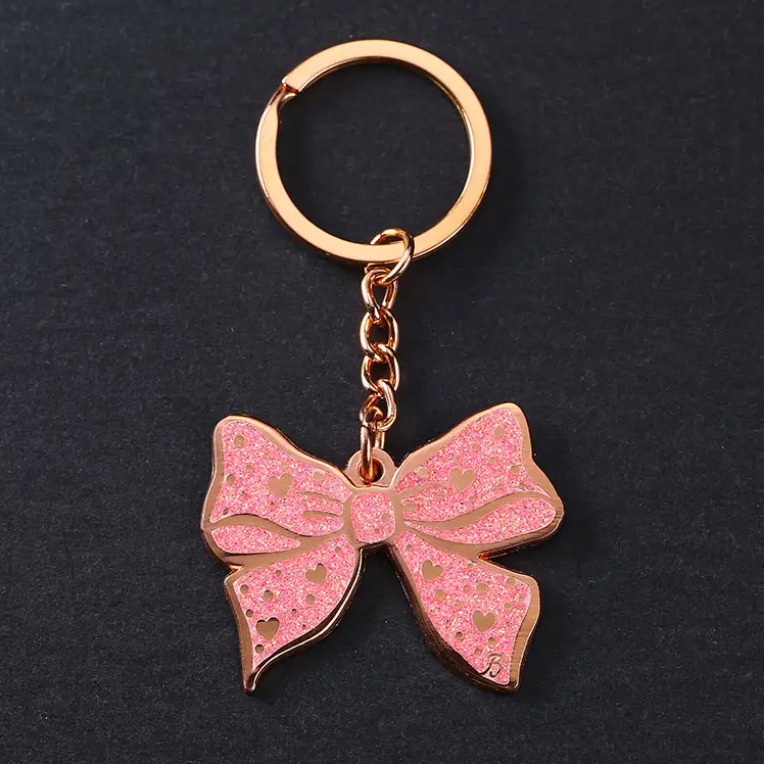 Custom logo Metal House Glitter Hard Enamel Bag Beauty butterfly Keychain/butterfly Key Chain