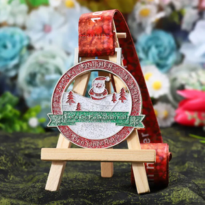 Custom Design Glitter Metal Santa Souvenir Christmas Medal