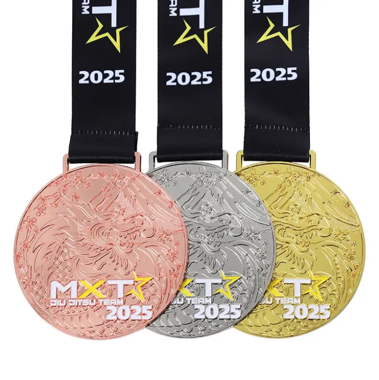 Custom Metal Jiu Jitsu Team Engraved Dragon Karate Medal