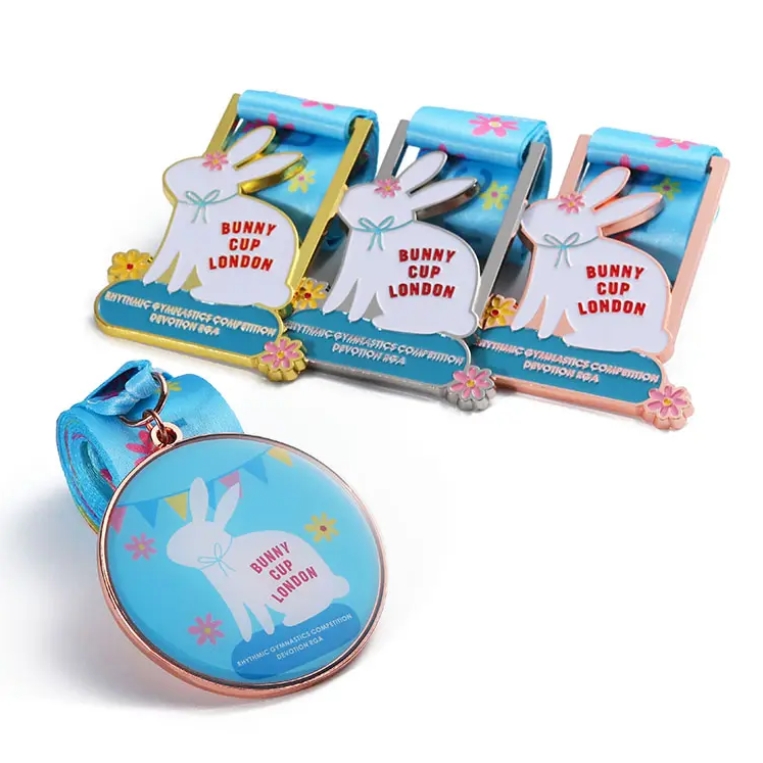 Custom Metal Competition Rhythmic Gymnastics pink Rabbit Medal