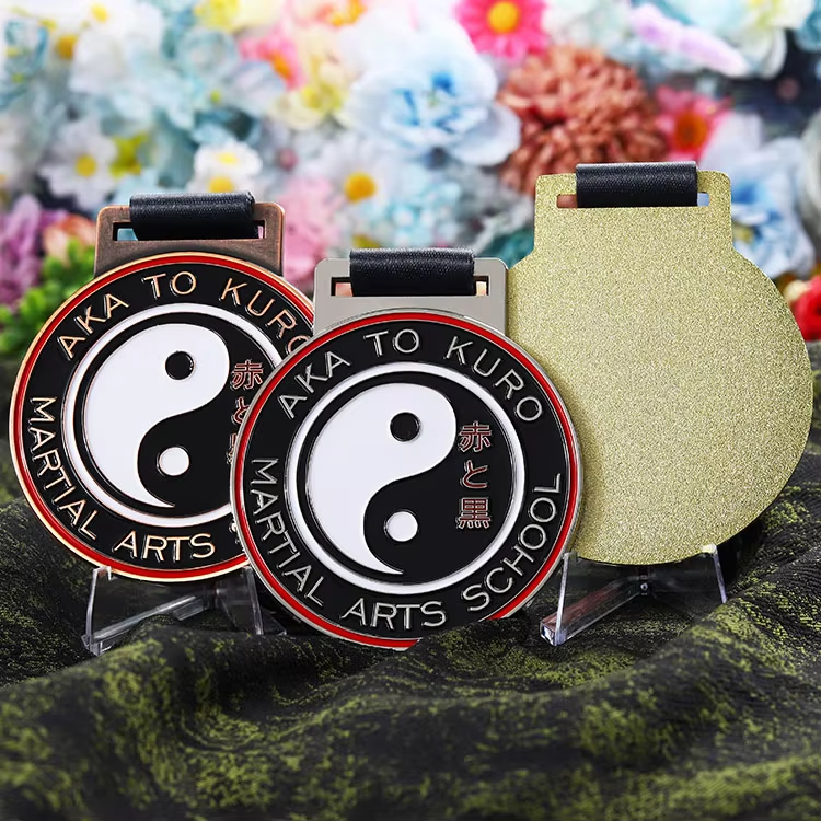 Gold Silver Bronze Award Medals Custom 3D Bagua Design Kids Medals Sports Judo Karate Taekwondo Martial Art Medals for School