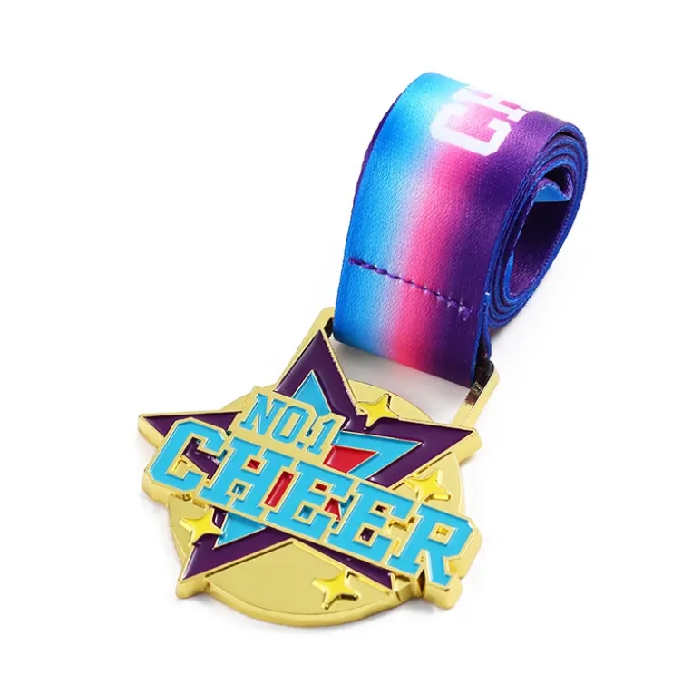 Custom Metal Golden No.1 Cheer Metal Gold Star Medal