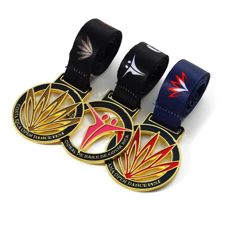 2025 Cut Out Gold Design Full Colour Custom Metal Dance Medals