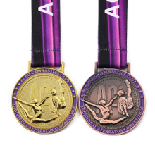 Dance Race Award Sport Rythmic Embossed 3d Custom Metal Gold Gymnastics Medals