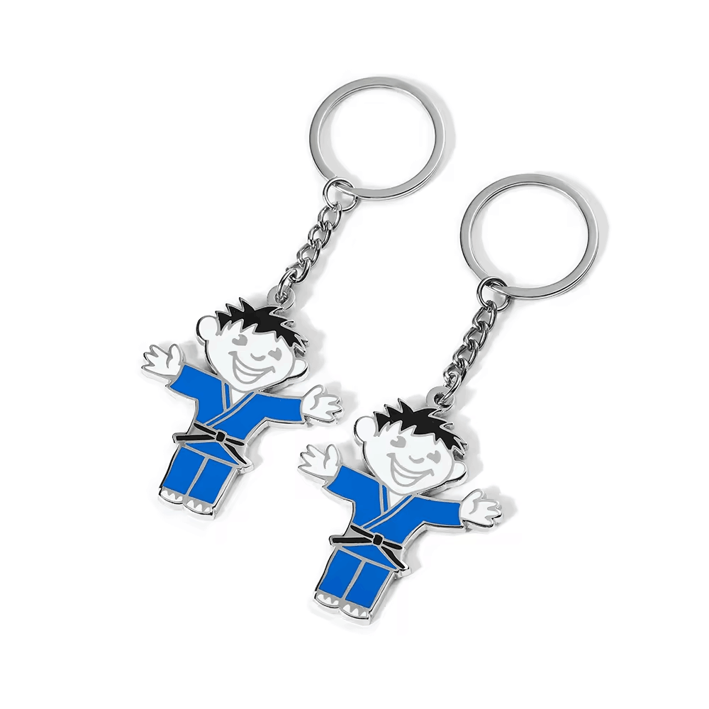 Custom Cartoon Hard Enamel Metal Mini Taekwondo Boy Keychain