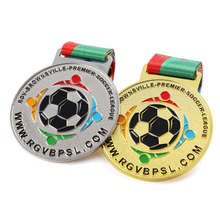 Metal Sports Body Around Silver Gold Enamel Football Medal Medals