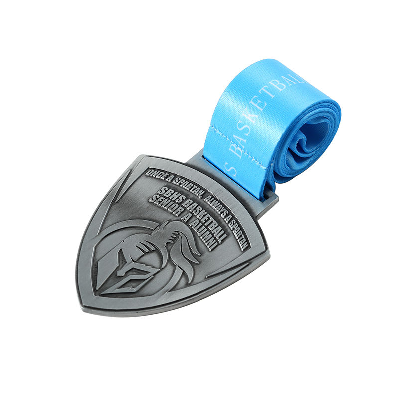 Personalized Medal Custom Die Stamping Logo Metal Sports Medals Antique Silver High School Teenagers Basketball Medal for Game