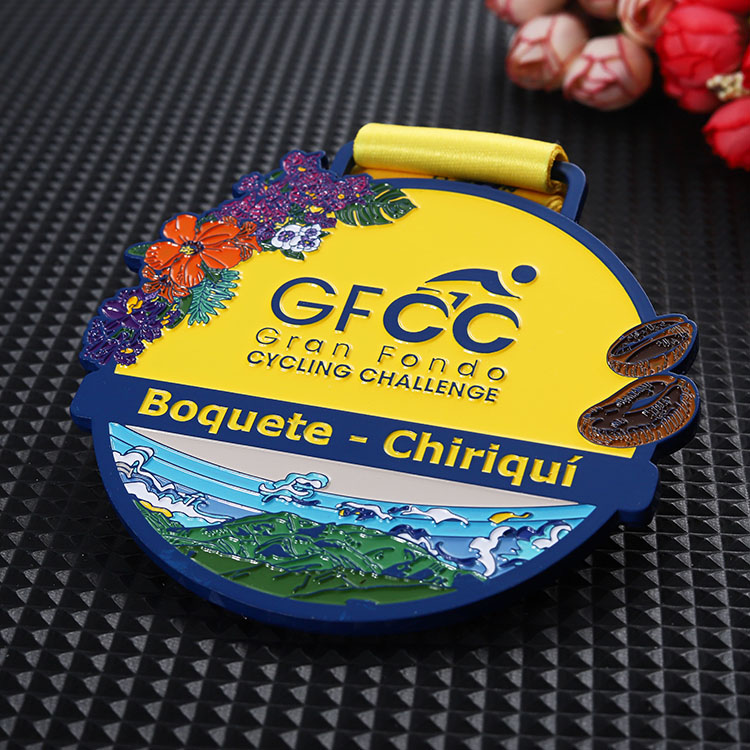 Your Own Logo Personalized Medals Award Metal Zinc Alloy Medals 3D Exquisite Flowers Figure Bike Bicycle Cycling Finisher Medal