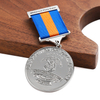 High Quality New 2D Metal Badge Custom Silver Plated Badge Pin Suit Medal of Ribbon Honor Badge Award With Safety Pin