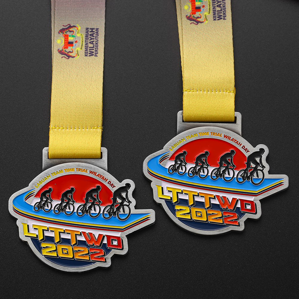 High Quality Medal Award Manufacturer Custom Medal Metal Zinc Alloy Silver Labuan Team Mountain Bike Bicycle Cycling Medals