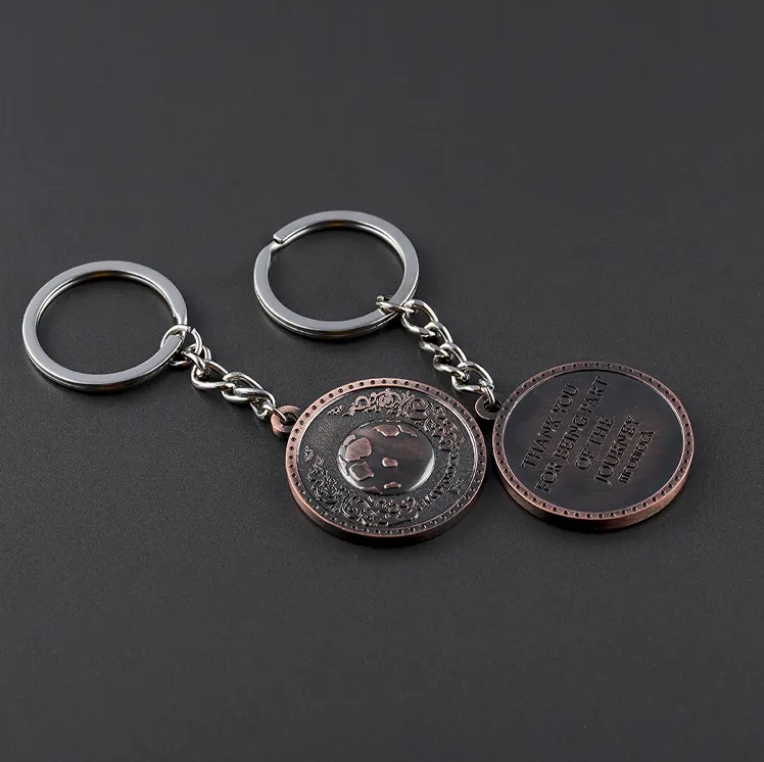 Breakfast Metal Copper Round Antique Ball Keychains