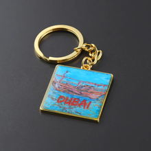 Dubai Gold Souvenir Tourist Copper Helmet Keychain