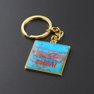 Dubai Gold Souvenir Tourist Copper Helmet Keychain