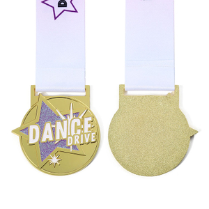 Design Your Own Sports Award Glitter Star Competition 2025 Dance Rhythmic Artistic Gymnastics Medals Race Medal with Neck Ribbon