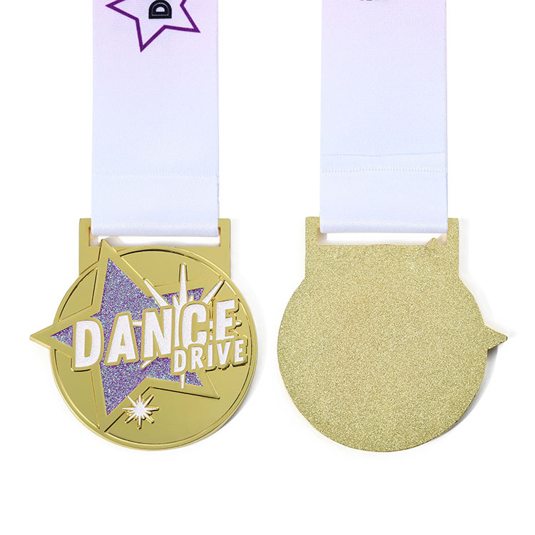 Design Your Own Sports Award Glitter Star Competition 2025 Dance Rhythmic Artistic Gymnastics Medals Race Medal with Neck Ribbon