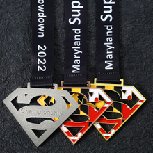 Custom Sublimation Lanyard Metal Hollow Championship Super Hero Race Medal