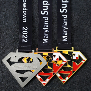 Custom Sublimation Lanyard Metal Hollow Championship Super Hero Race Medal