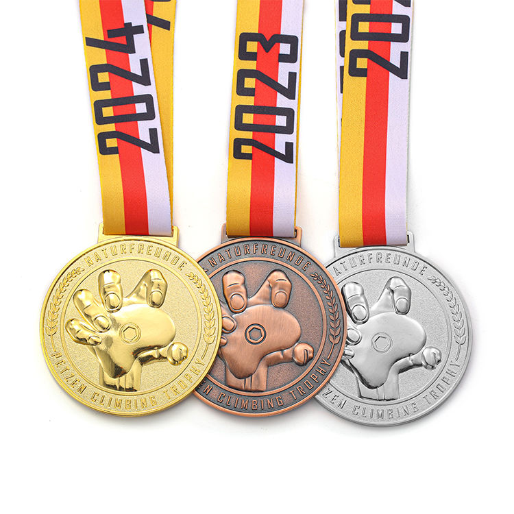 Metal Award Sports Custom 3d Hands Shape Climbing Trophies Medal