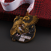 Custom logo Antique Gold 3d wings Metal Eagle Medal