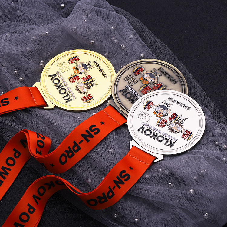 Soft Enamel Factory Price Gold Silver Bronze Powerlifting Medal